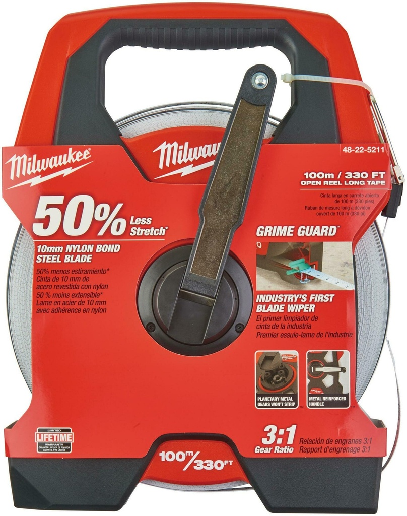 MILWAUKEE MEETBAND 100mtr STALEN BAND 9,5mm MET COATING KLASSE II 48225211