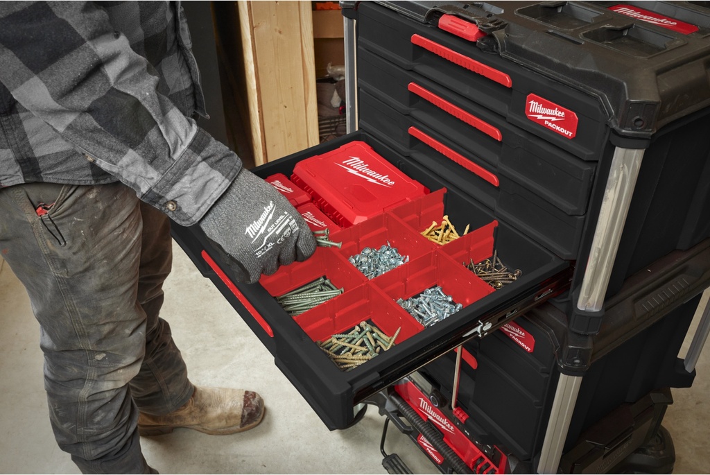 MILWAUKEE PACKOUT™ GEREEDSCHAPSKOFFER MET 4 LADES 4932493189