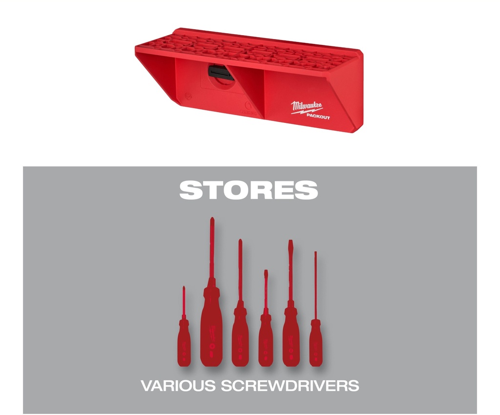 MILWAUKEE PACKOUT™ SCREWDRIVER RACK SCHROEVENDRAAIER HOUDER 4932480711