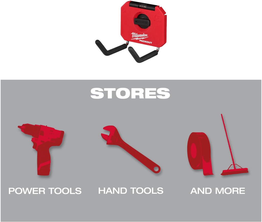 MILWAUKEE PACKOUT™ SMALL CURVED STRAIGHT UTILITY HOOK KLEINE RECHTE HAAK 4932480704