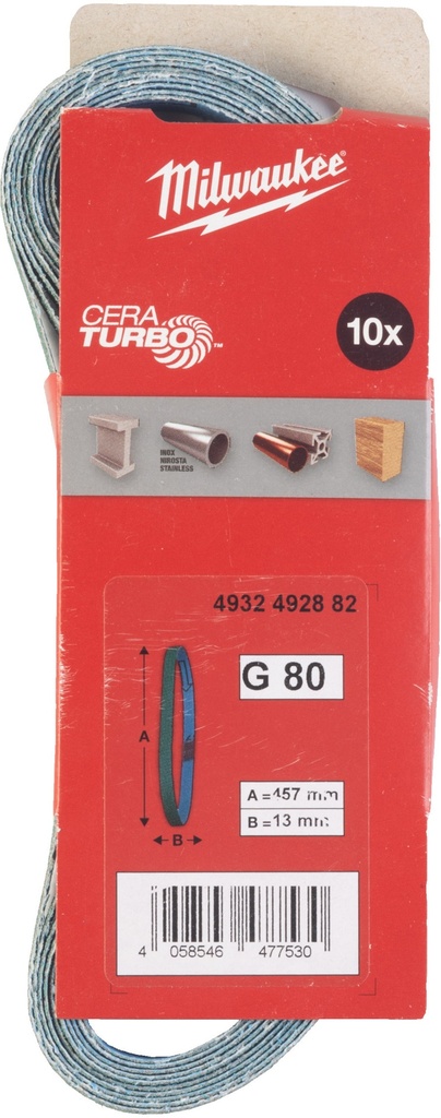 MILWAUKEE SCHUURBAND K80 13x457mm 10 stuks 4932492882