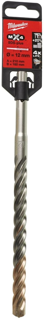 MILWAUKEE SDS-PLUS MX4 HAMERBOOR 4-SNIJKANTEN 12,0x100x165mm 4932352026 (kopie)