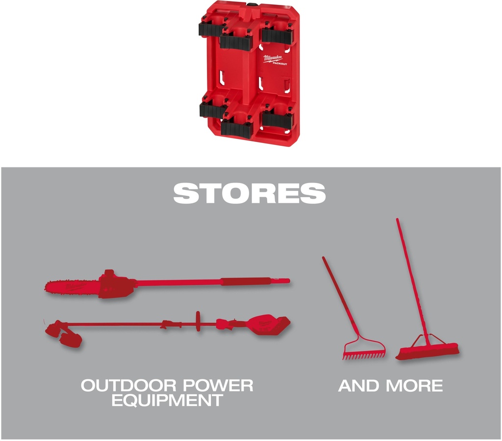 MILWAUKEE PACKOUT™ LONG HANDLED STORAGE HOUDER VOOR LANGER GEREEDSCHAP 4932480714 (MOQ 3st)