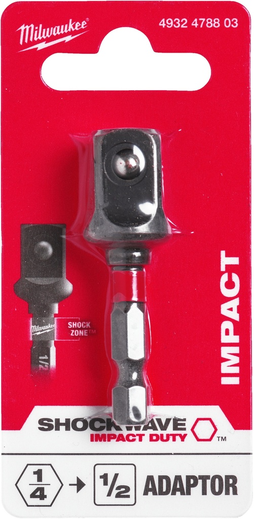 MILWAUKEE SHOCKWAVE™ IMPACT DUTY DOPPEN ADAPTER 1/4"HEX x 1/2"DOP 4932478803