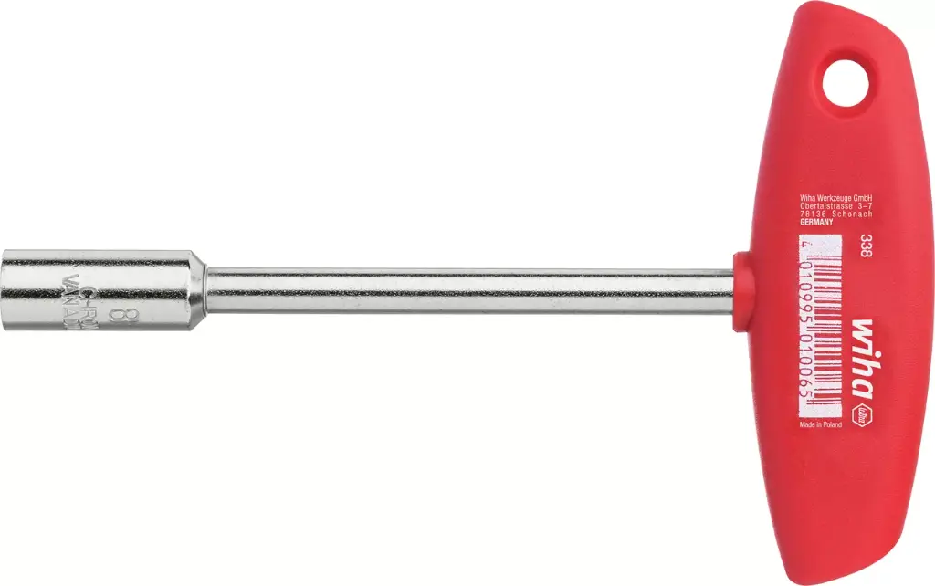 WIHA 338 DOPSLEUTEL MET DWARSGREEP 8mm x 125mm HOOGGLANS VERNIKKELD