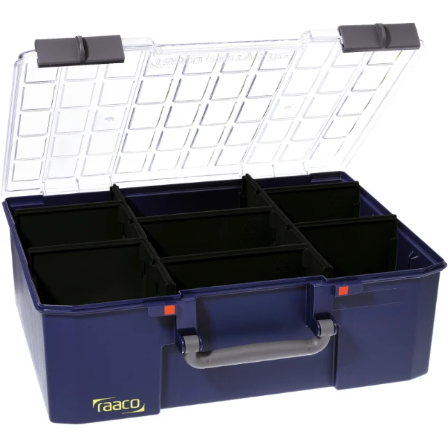 RAACO ASSORTIMENTSDOOS CARRYLITE-8 MET UITNEEMBARE SCHOTTEN BLAUW 330x413x147mm