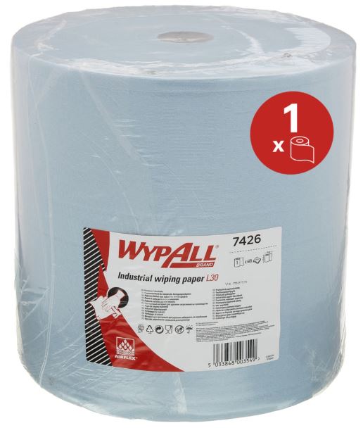 ROL POETSDOEK 3 LAAGS 38x33CM BLAUW WYPALL-L40 (750vel p/rol - 507426)