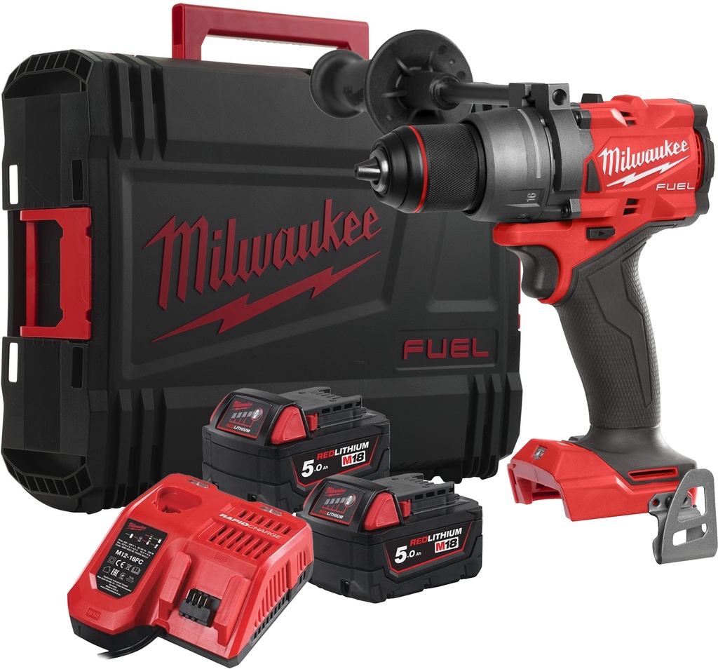 DRILL SCREW 18V M18 FDD3-502X INCL. CHARGER + 2x BATTERY 18V 5.0Ah Li-ion