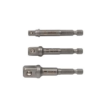 SET OF BITADAPTORS 3-PIECE 1/4", 3/8" AND 1/2" TO HEXAGON 1/4"