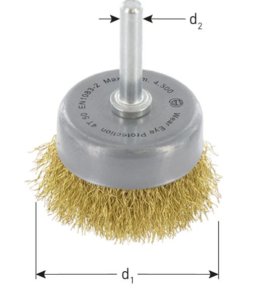 BOWL BRASS ON PIN 6mm 50X0.2 CORRUGATED BRASS WIRE