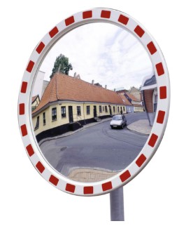 VERKEERSSPIEGEL Ø800mm ACRYLGLAS MET FRAME ROOD/WIT