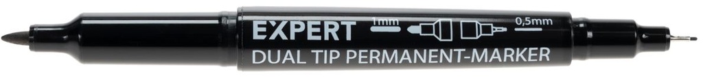 DUAL PERMANENTMARKER 1mm + 0,5mm ZWART 