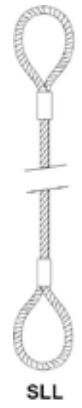 GALVANIZED STEEL CABLE SLL-2T-14MM-1M SAFE WORKING LOAD 2,000 KG