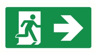 PLASTIC SIGN 300X150mm 3122.P1 "EMERGENCY EXIT RIGHT" PIC.