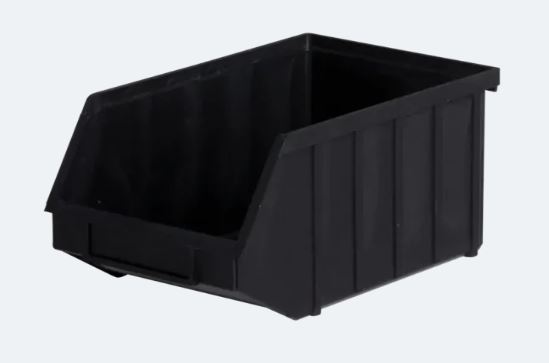 STACKABLE BIN BLACK 130x150x240mm HxWxL (P2) NR-53 (per 12 pieces)