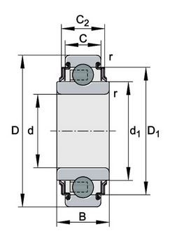 INA JOINT BEARING GE20-DO-2RS DIMENSIONS: 20x35x60mm (IDxODxW)