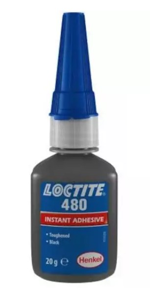 FLACON LOCTITE 480-20gr. 1-rubber component taaie lijm zwart t.b.v. impact toepassing 1919963