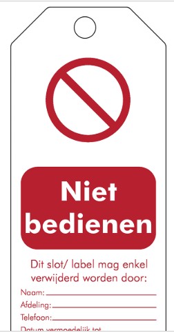 BRADY PAK A 10st. TAGS "NIET BEDIENEN" AFM 75X160mm 256156