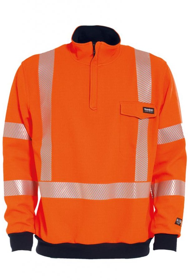 VLAMVERTRAGENDE HI-VIS SWEATER MET KORTE RITS AAN DE VOORZIJDE 5270 89 