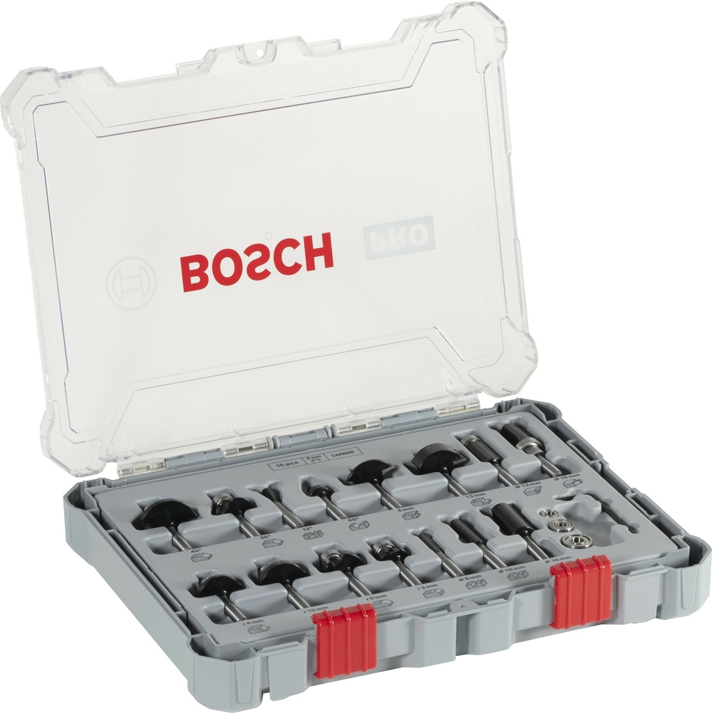 BOSCH PRO GEMENGDE FREZENSET SCHACHT 6mm, 15-Delig 2607017471