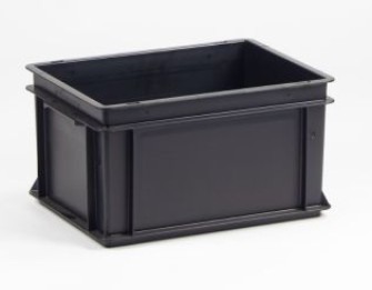 [974000280] KUNSTSTOF BAK 400x300x220 EN-4322 ZWART ESD 20L (MOQ 10st)
