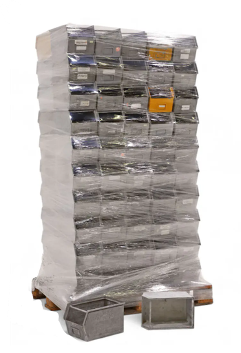 [978002530] PALLET a 100 st GEBRUIKTE MAGAZIJNBAKKEN STAAL MET GRIJPOPENING L=350-B=220-H=210mm 98-1320GB-B-V-P 