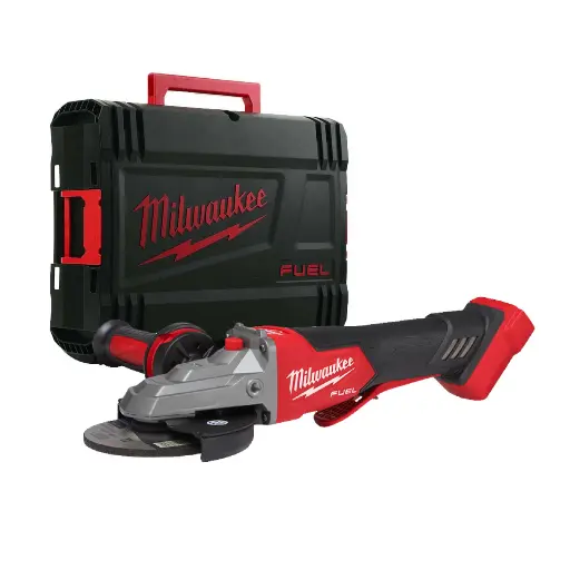 [260000210] MILWAUKEE M18 FUEL™ M18 FSAGF125XB-0X PLATTE KOP ACCU HAAKSESLIJPER MET SCHUIFSCHAKELAAR EN REM 125mm 4933478438