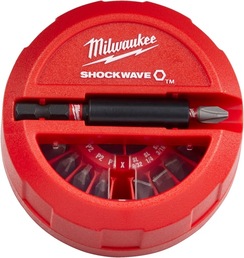 [260000335] MILWAUKEE SHOCKWAVE™ IMPACT DUTY BIT SET 15-Delig MET PUCK-DESIGN HOUDER 4932430904