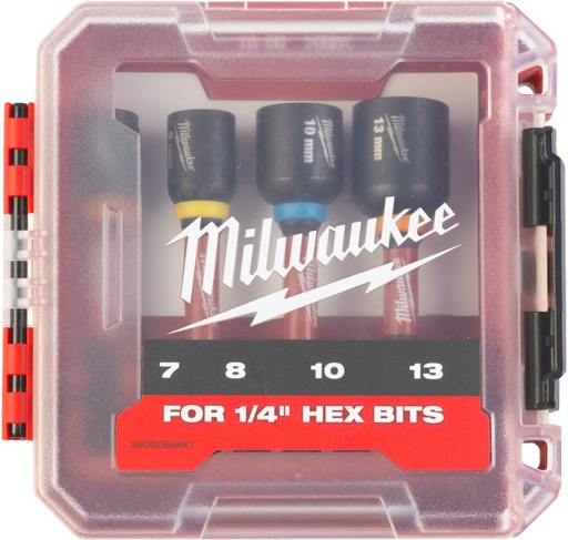[260000790] MILWAUKEE SHOCKWAVE™ IMPACT DUTY 1/4'' HEX MAGNETISCHE SLAGDOPPENSET 4-Delig 4932492445