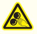 [972000525] STICKER "KNELGEVAAR" 50mm VYNYL 3530.C6 