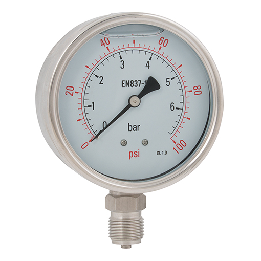 [976501660] Stainless Steel Pressure Meter 0-40 bar D=100 mm 1/2" Filled with Glycerin SHG100-040BG