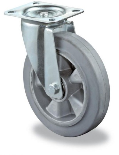 [978014465] SWIVEL WHEEL 100X40mm ELASTIC TIRE 510117 LOAD CAPACITY 150KG ALUMINUM RIM