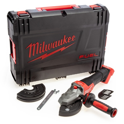 [260001470] MILWAUKEE M18 FUEL™ M18 FSAGF125XPDB-0X PLATTE KOP ACCU HAAKSESLIJPER MET PEDDELSCHAKELAAR EN REM 125mm 4933478439