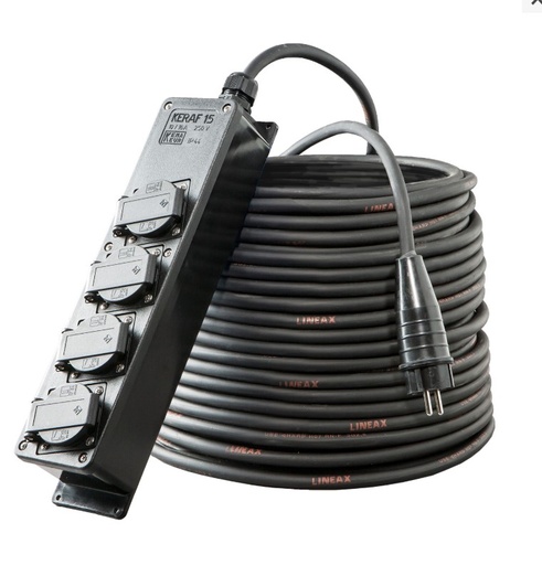 [977000310] KERAF EXTENSION CABLE 10mtr H07RN-F 3X1.5 4-DOUGH CORD CENTRAL BLACK HEAT SHRINK TUBE