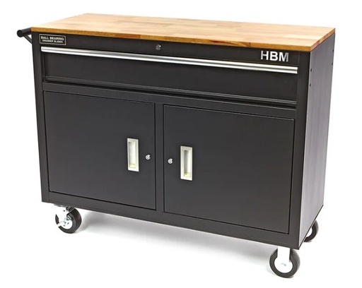 [978000605] HBM VERRIJDBARE GEREEDSCHAPSWAGEN / WERKBANK ZWART 117CM 8363