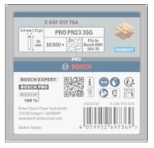 [933000030] DS a 10.000st BOSCH NAGEL ELVZ 0,6X35MM 2607017754 T.B.V. GNH18V-35