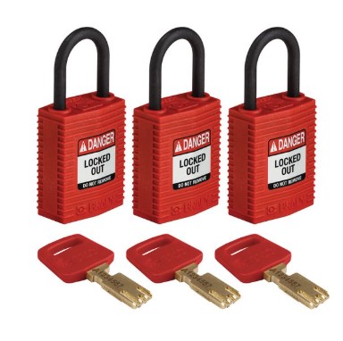 [094000210] BRADY PADDLELOCK CABYL KA 25 SHADOW 25mm KEYED ACCESS NYLON RED
