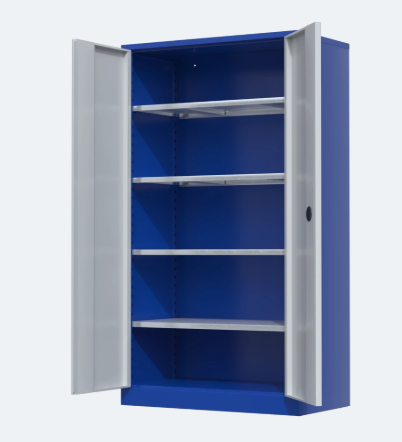 [974000215] SHELF CABINET GMP.102.1 H2000xW1000xD550mm DOORS RAL 7035/CABINET RAL 5010 WITH CYLINDER LOCK WITH 4 SHELVES