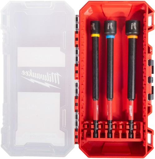 [260001845] MILWAUKEE SHOCKWAVE™ IMPACT DUTY 1/4'' HEX MAGNETISCHE SLAGDOPPENSET LANG 3-Delig 4932499426