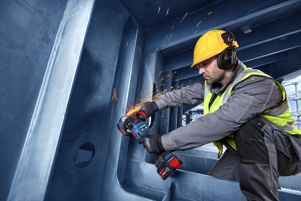 BOSCH EXPERT EXWS18V-15S ACCU HAAKSE SLIJPMACHINE 125MM SOLO IN L-BOXX