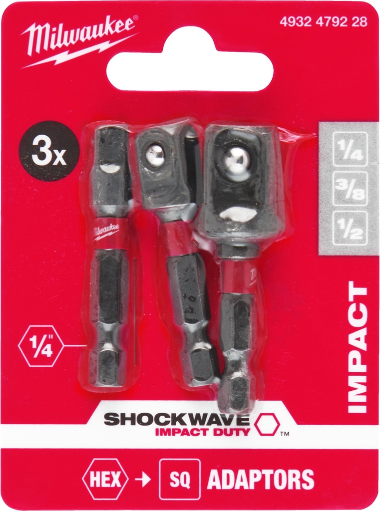 MILWAUKEE SHOCKWAVE™ IMPACT DUTY DOPPEN ADAPTERS 3-Delig 4932479228