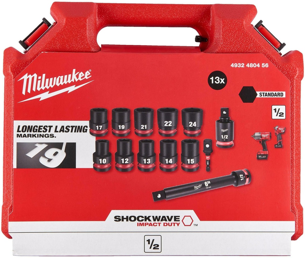 MILWAUKEE SHOCKWAVE™ IMPACT DUTY 1/2'' KRACHTDOPPENSET 13-Delig 4932480456