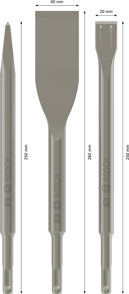 BOSCH PRO SDS PLUS-5C BEITELSET 3-Delig PUNT-TEGEL-PLAT 2607019159
