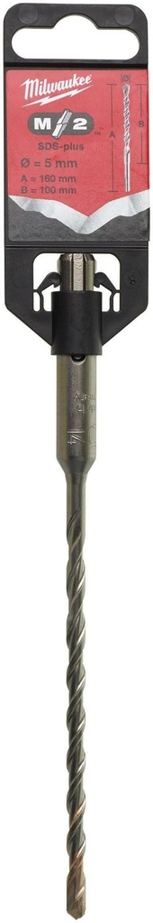 MILWAUKEE SDS-PLUS M2 HAMERBOOR 2-SNIJKANTEN 5,0x100x160mm 4932399315