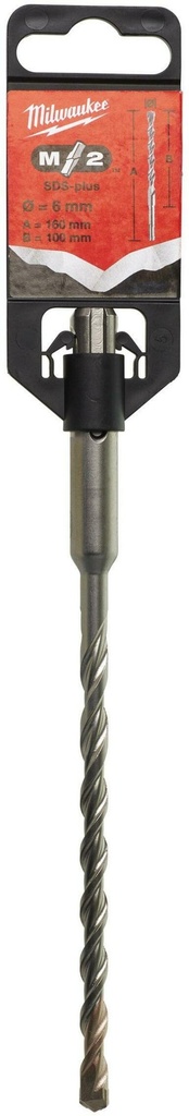 MILWAUKEE SDS-PLUS M2 HAMERBOOR 2-SNIJKANTEN 6,0x100x160mm 4932307069