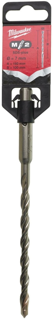 MILWAUKEE SDS-PLUS M2 HAMERBOOR 2-SNIJKANTEN 7,0x100x160mm 4932340409