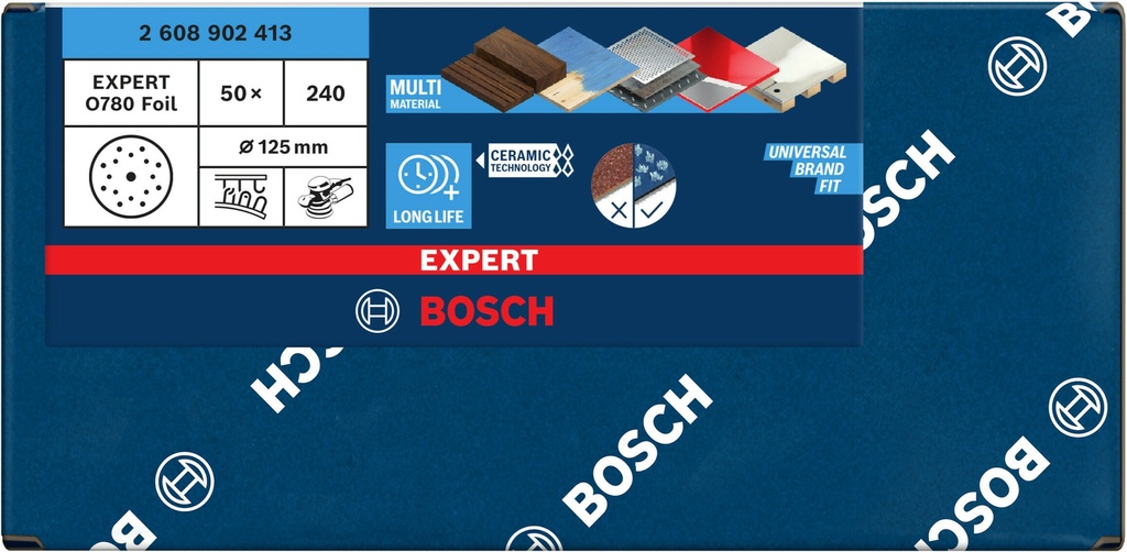 BOSCH EXPERT 0780 FOLIESCHUURSCHIJF 125mm KORREL 240 (50) Stuks. 2608902413