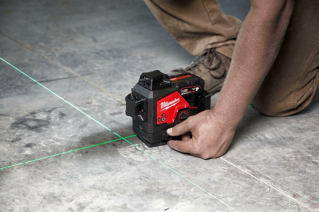 MILWAUKEE M12™ M12 3PLKIT-401P DRIEDIMENSIONALE ACCU LASER MET 3 GROENE 360° LASER CIRKELS 4933478960
