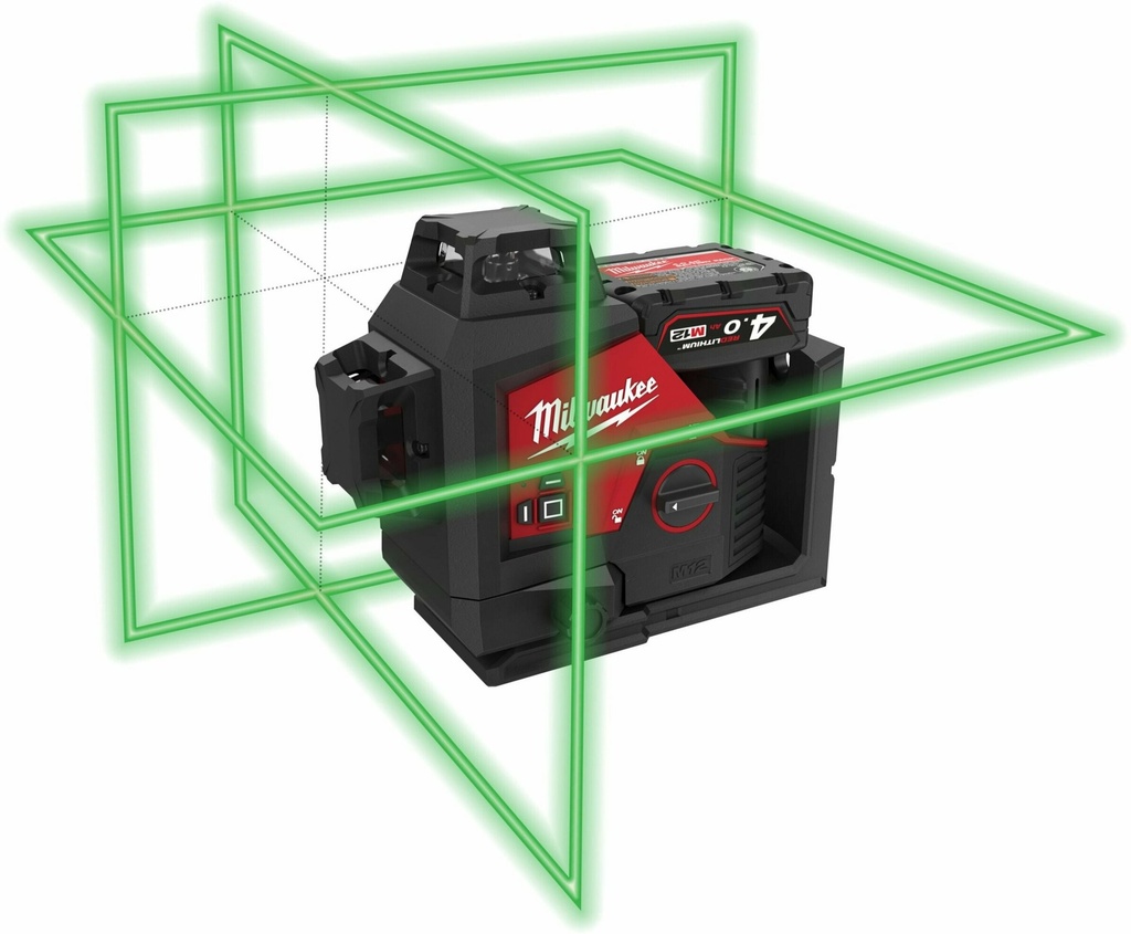 MILWAUKEE M12™ M12 3PL-0C DRIEDIMENSIONALE LASER MET 3 GROENE 360° LASER CIRKELS 4933478103