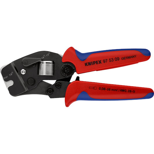KNIPEX ZELFINSTELLENDE VIERKANTKRIMPTANG 97 53 09 ADEREINDHULZEN 0,08-10,0mm2 + 16 ZB 